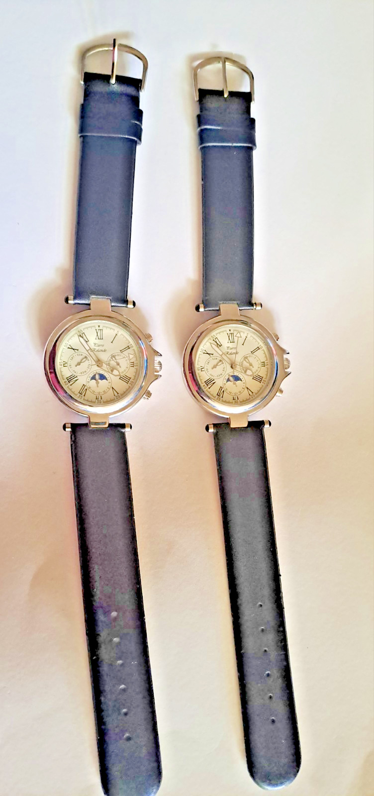 Pierre Rolande Mens Watch Set x2 Moon Phase Day Date Multi Dial Working Unworn