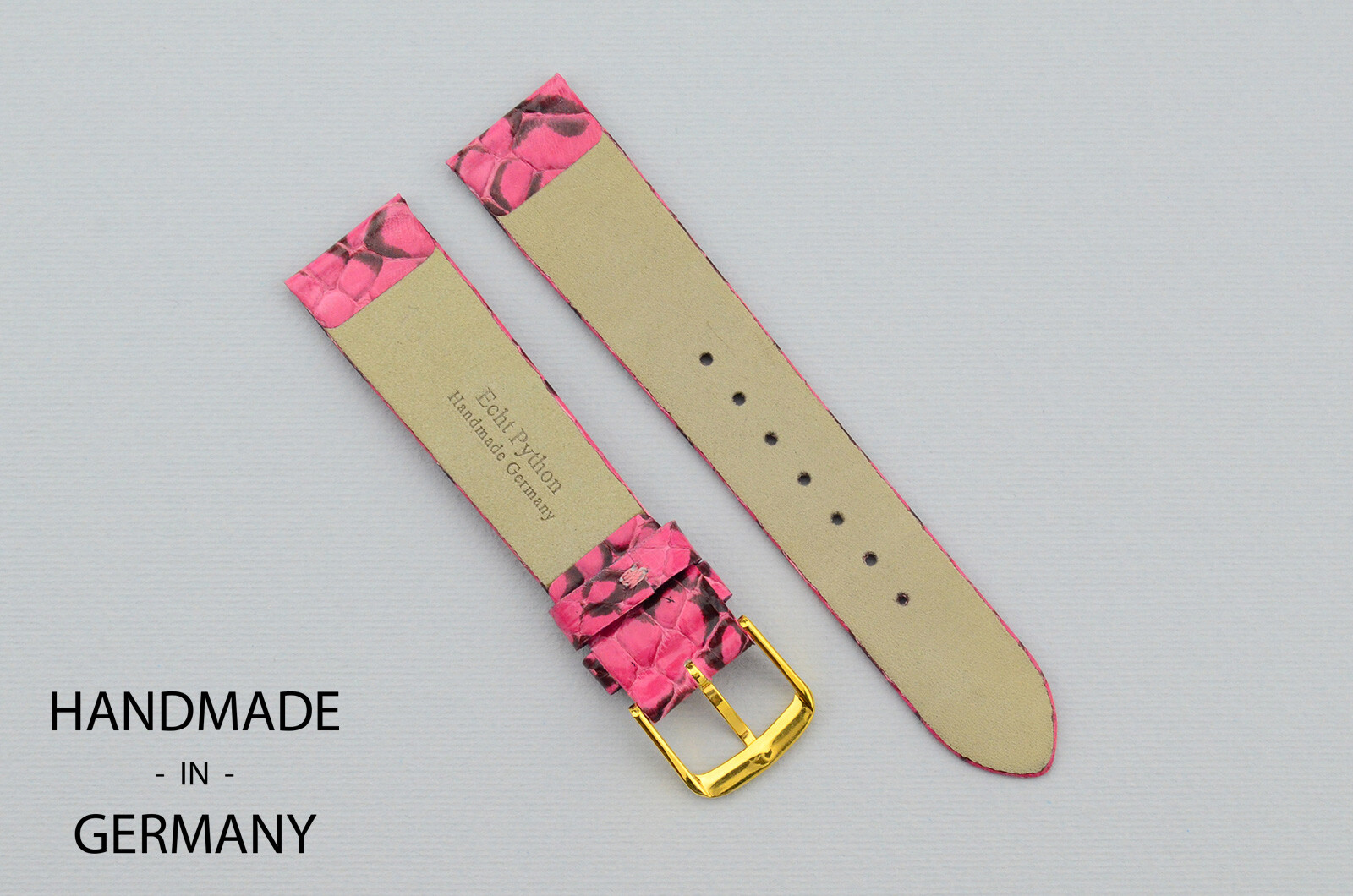 18mm / 16mm Graf Germany Genuine Leather Handmade Pink/Gray Watch Strap