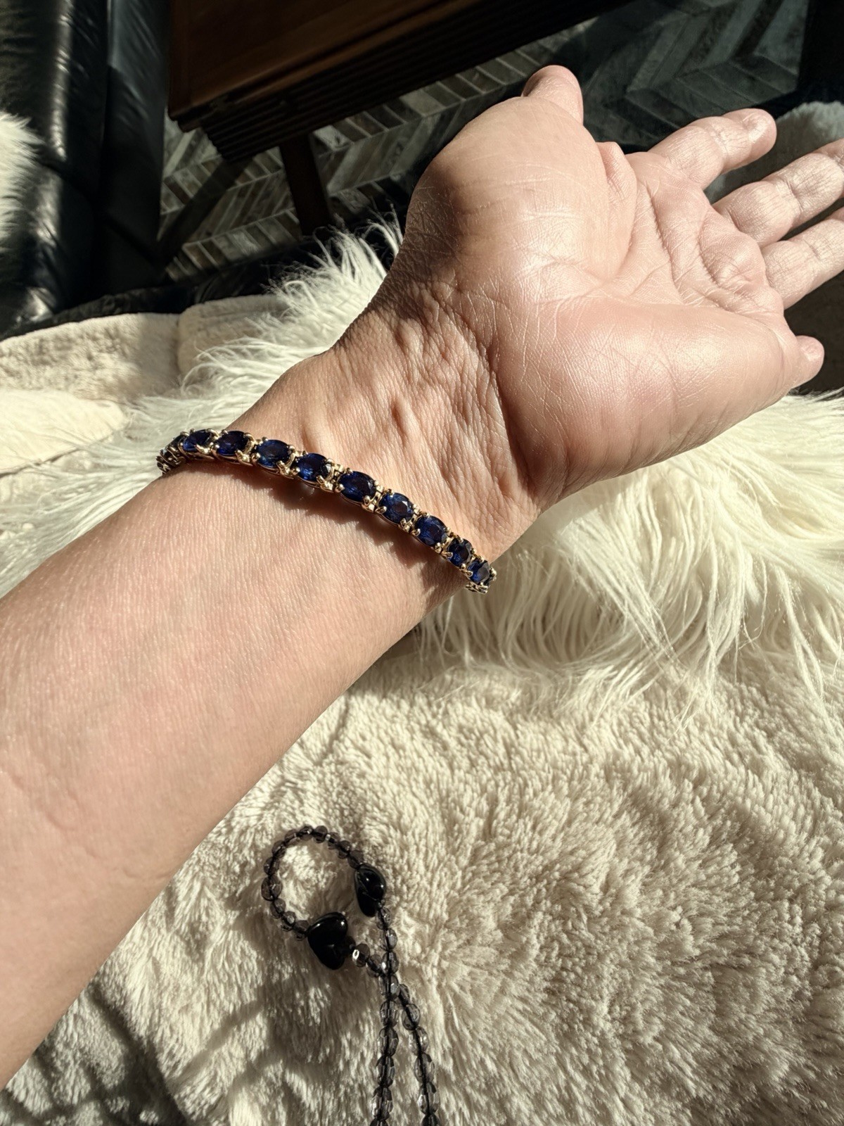 21.25ct Natural Blue Sapphire Tennis Bracelet 14K Yel Gold 25 Oval Stones 7.25”