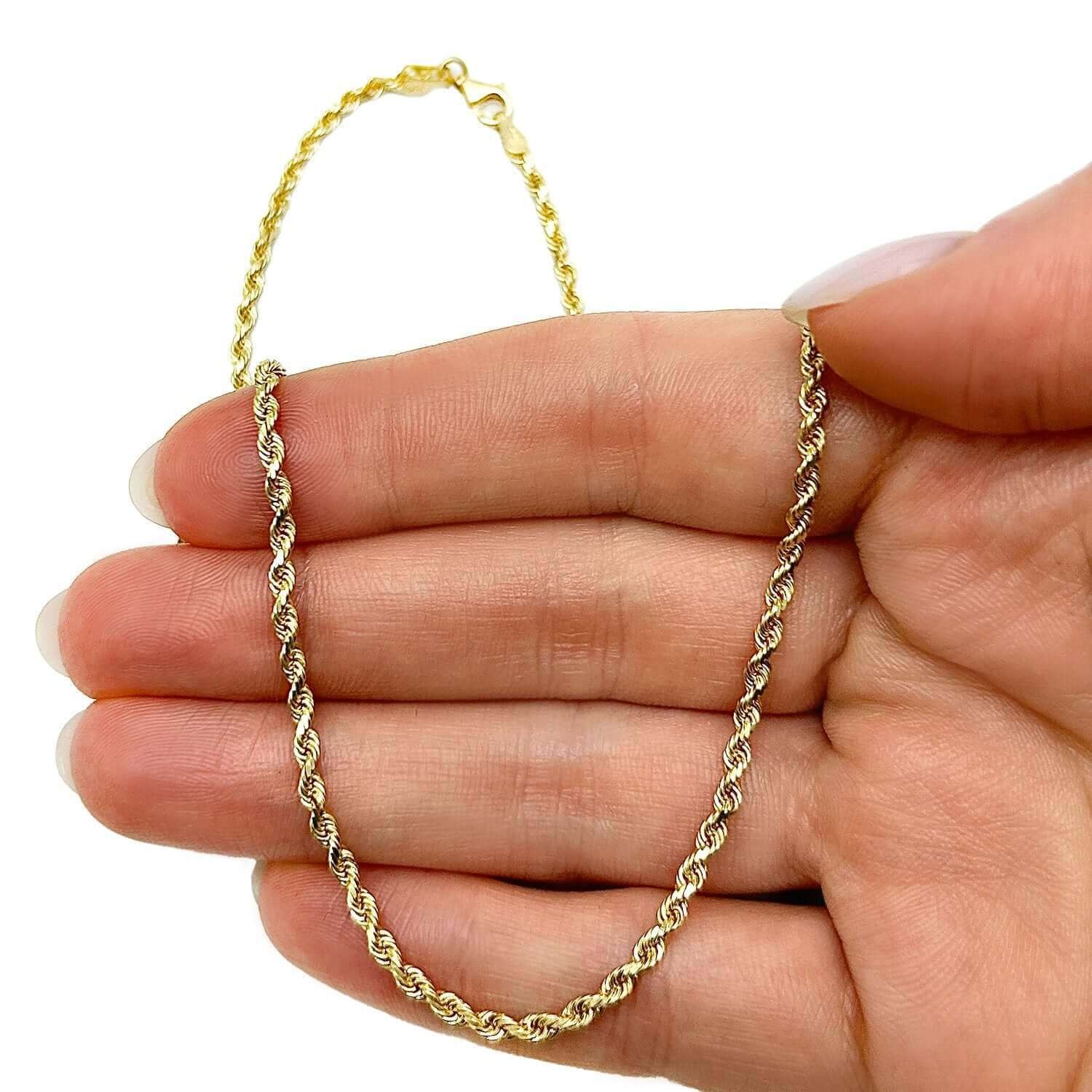 Solid Real 18K Gold 2.5mm Diamond-Cut Rope Chain Necklace 16 18″ 20″ 22″ 24″ 26″