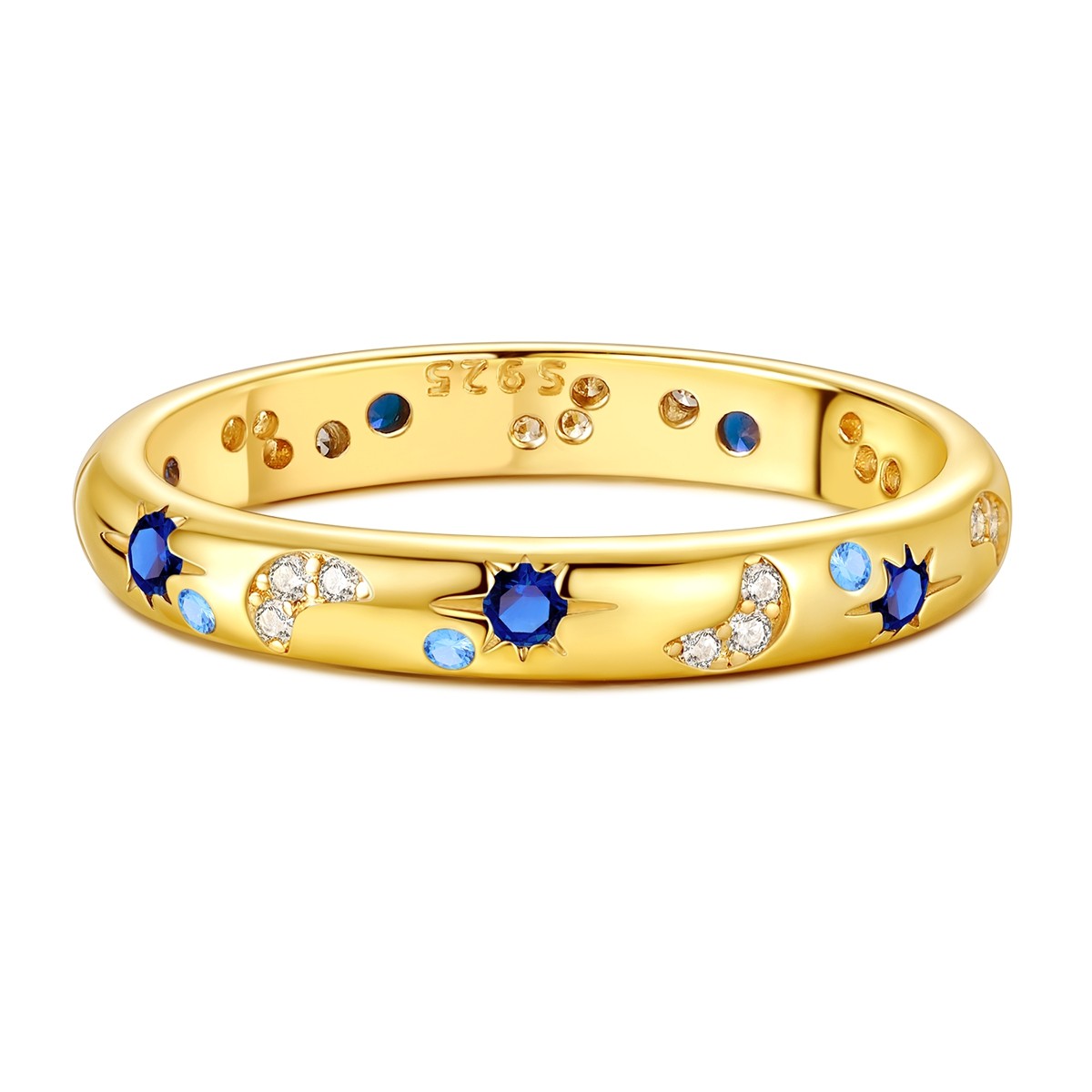LAZA 925 Sterling Silver Brilliant Night Sky Finger Ring Blue CZ Women Jewelry