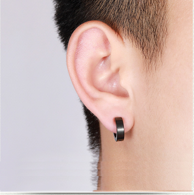 2pcs 4MM Small Men Women Stainless Steel Plain Hoop Huggie Ear Stud Earrings
