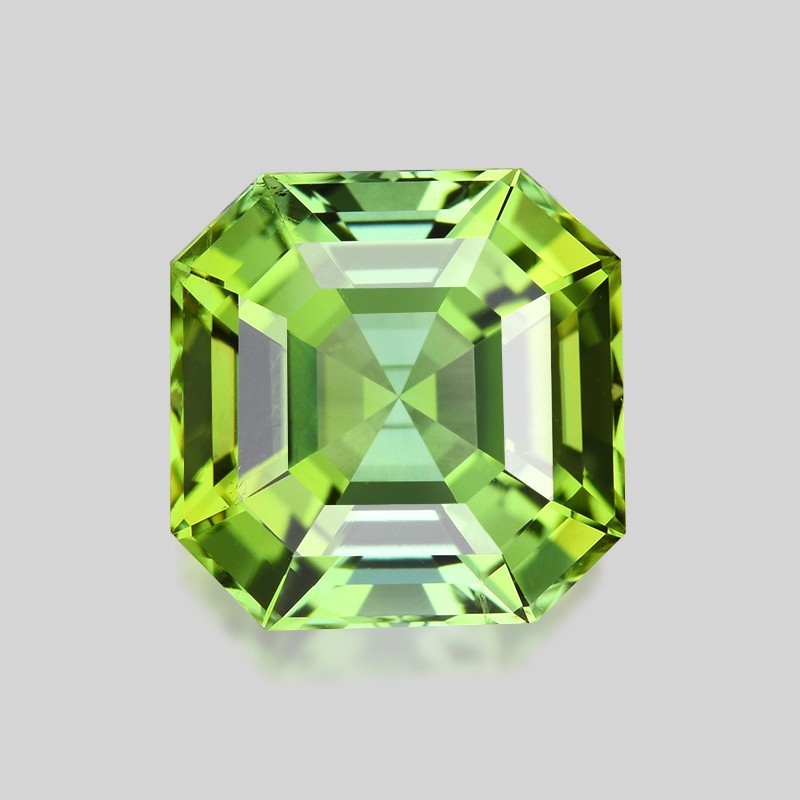 5.05cts CALIBRATED 10mm OCTAGON ASSCHER CUT NATURAL FOREST GREEN TOURMALINE