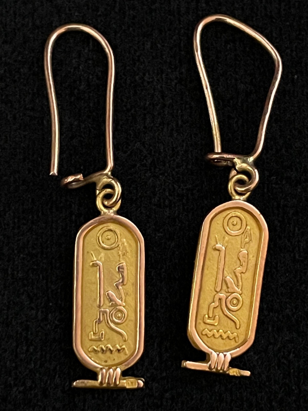 Egyptian solid 18K 750 Gold Cartouche Earrings 2.96 grams