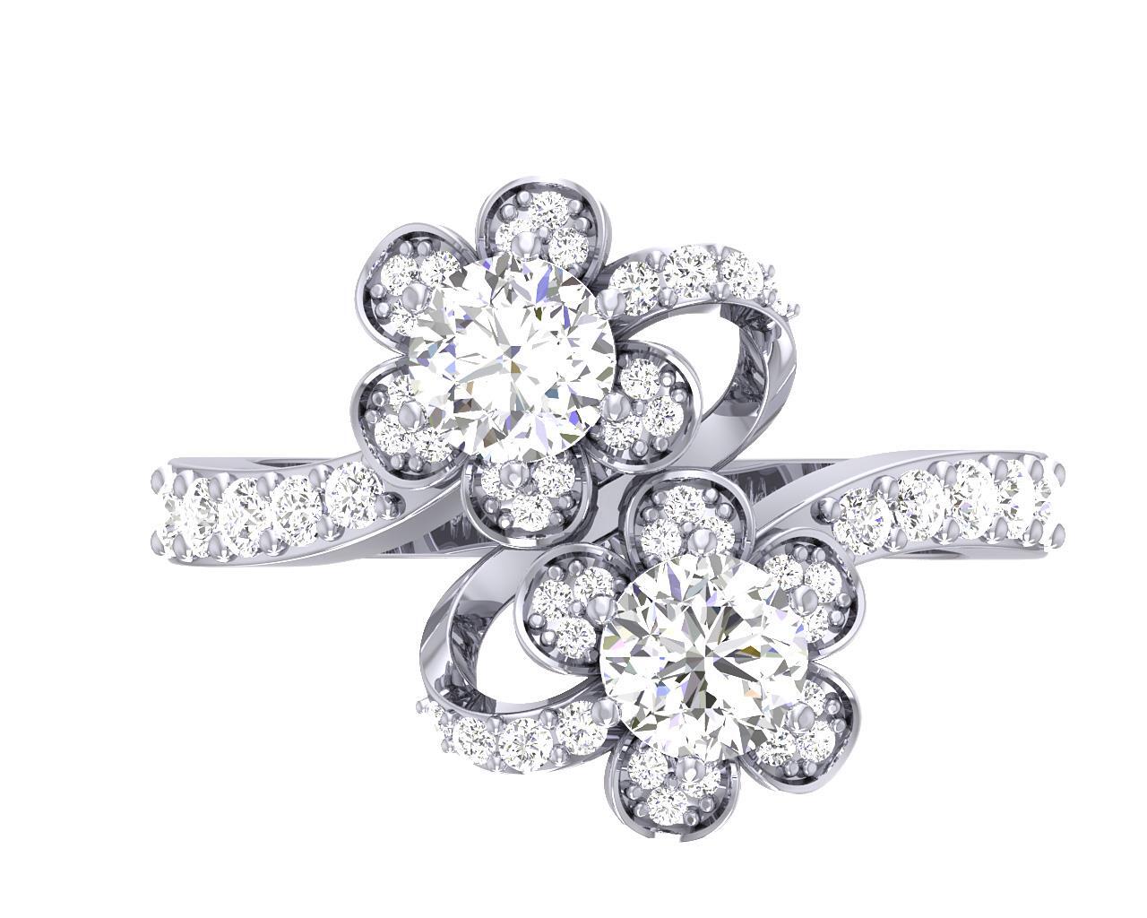 Forever Us 2 Stone Solitaire Diamond Ring For Women 1.50 Carat SI1 G 14K Gold