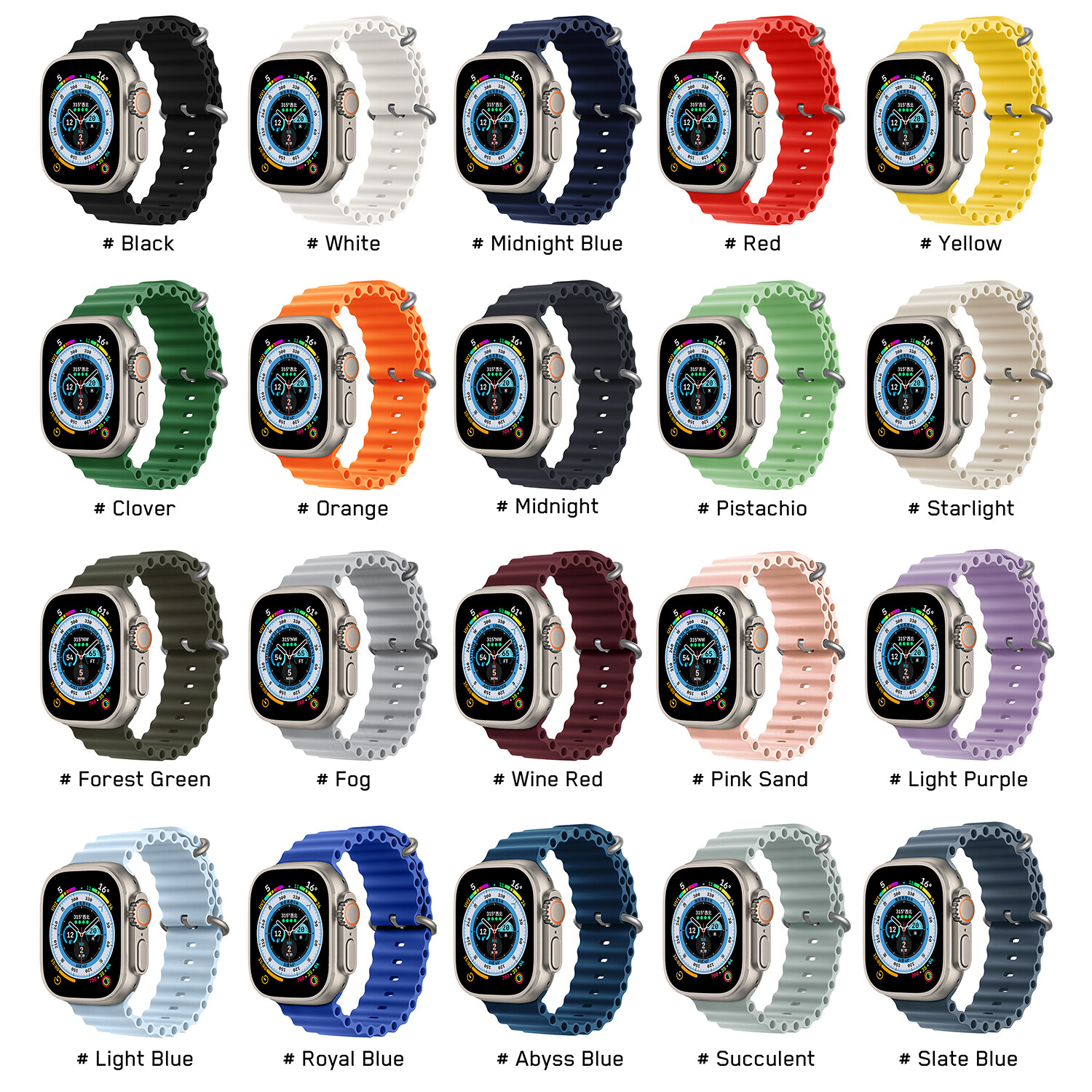 Ocean Band for Apple Watch 11 10 9 8 7 6 Silicone Sport Strap 44/41/45/49mm