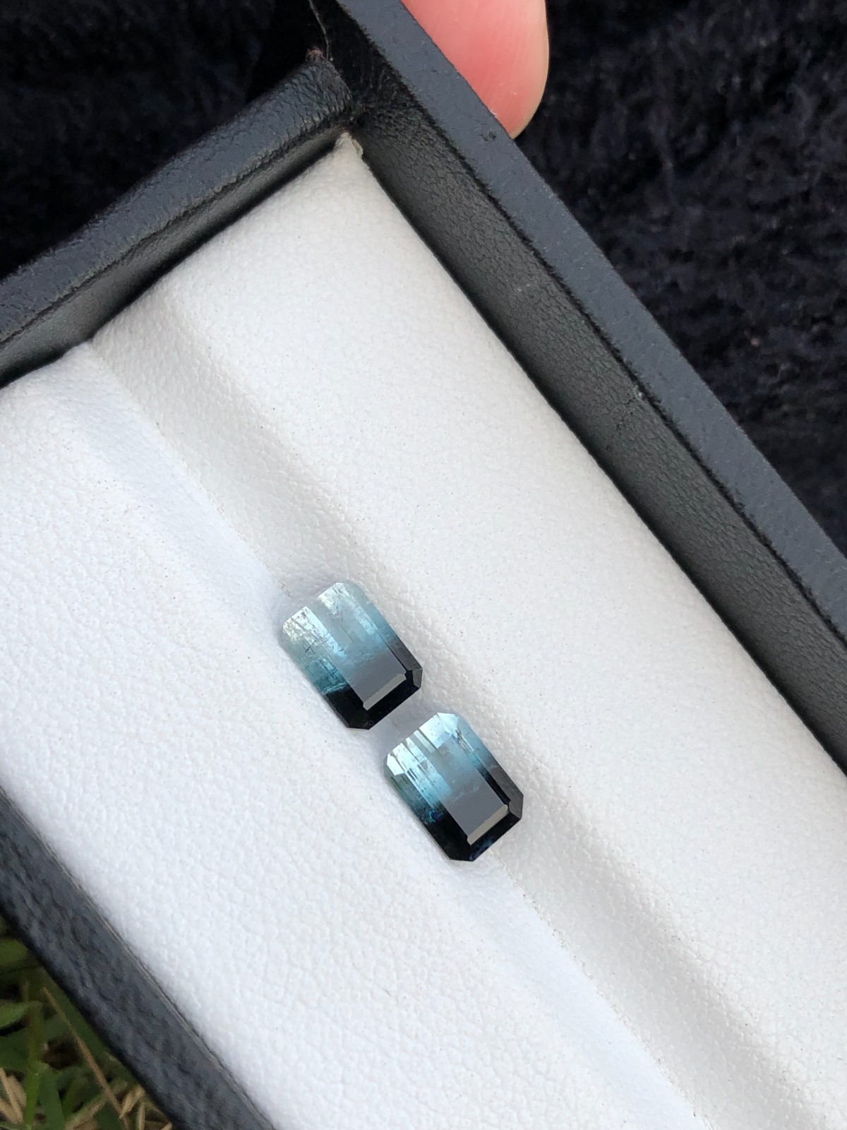 Natural Tri Color Tourmaline Emerald cut Faceted Pair