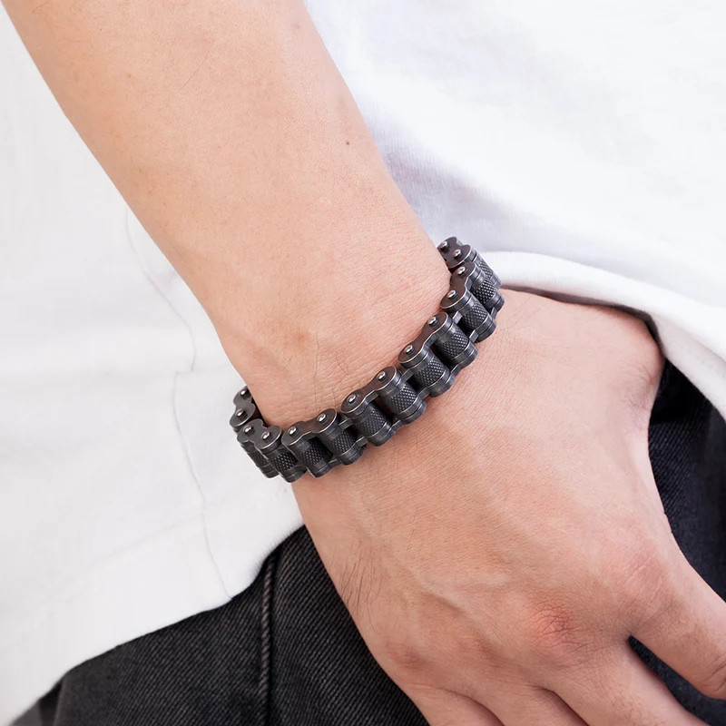 Retro Biker Chain Bracelet Stainless Steel Link Chain Men’s Jewelry