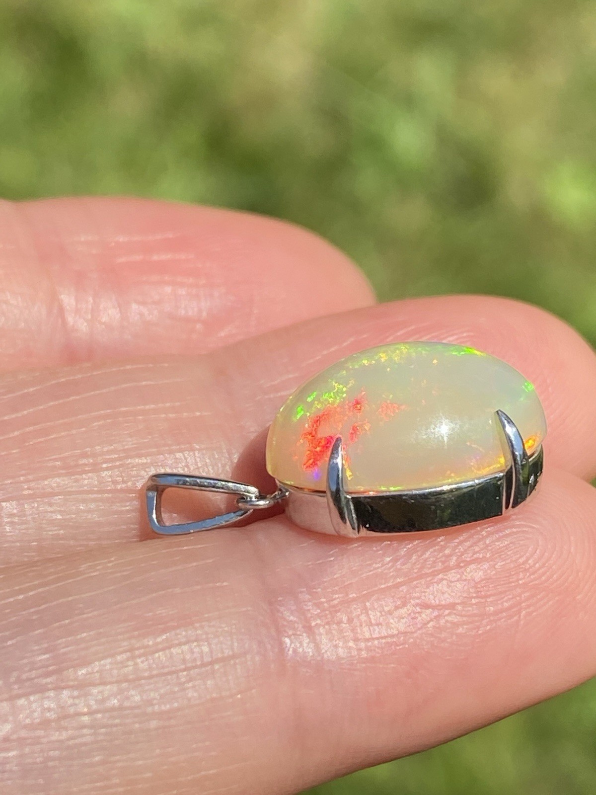 4.76CT Gorgeous Multi Color Australian Opal Platinum Pendant