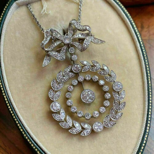 2.68 Ct Diamond Antique Wedding Women’s Pendant 14K White Gold Over