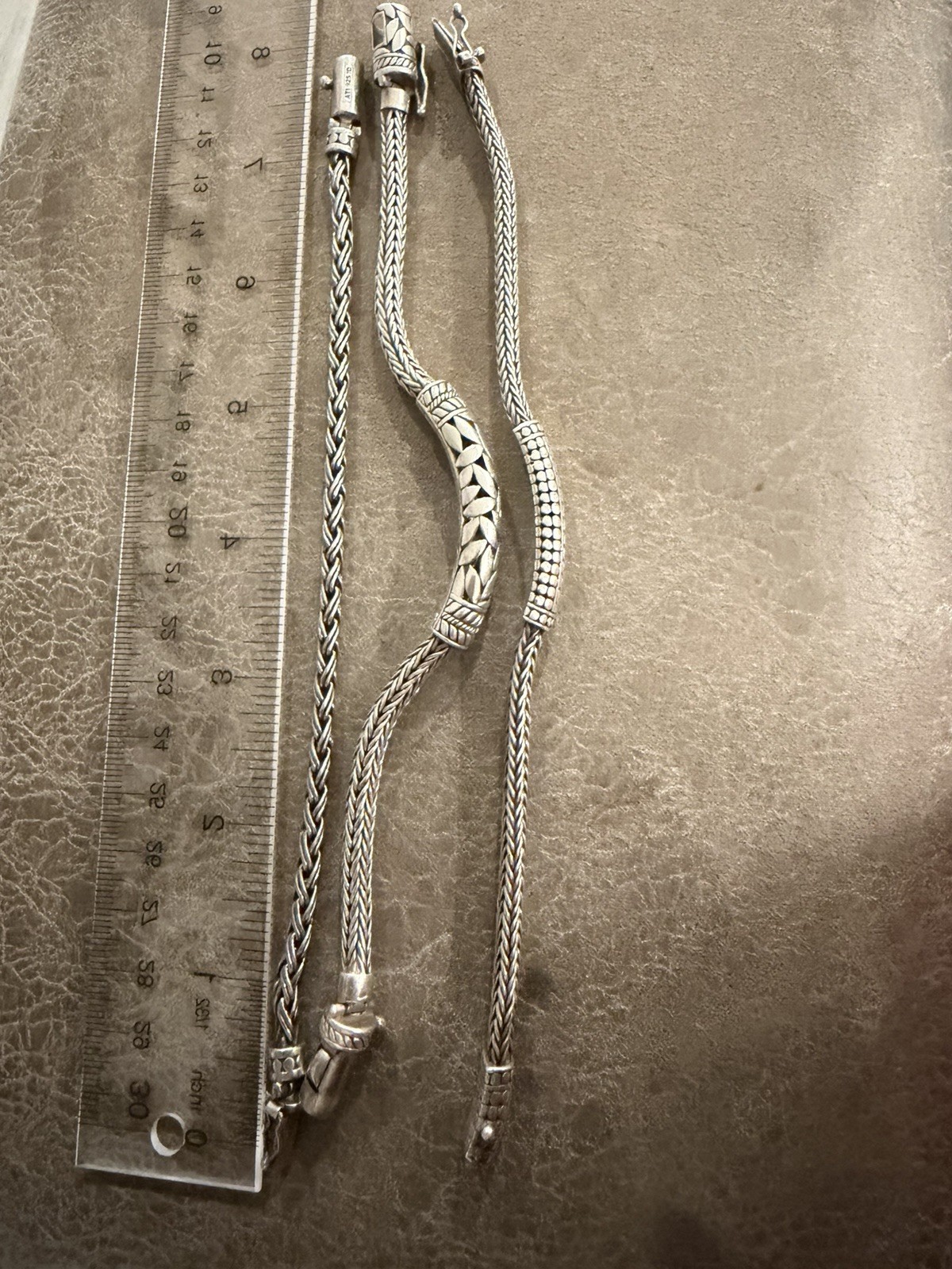 Lot of 3 ATI 925 Sterling Silver Woven Chain Bracelets Estate