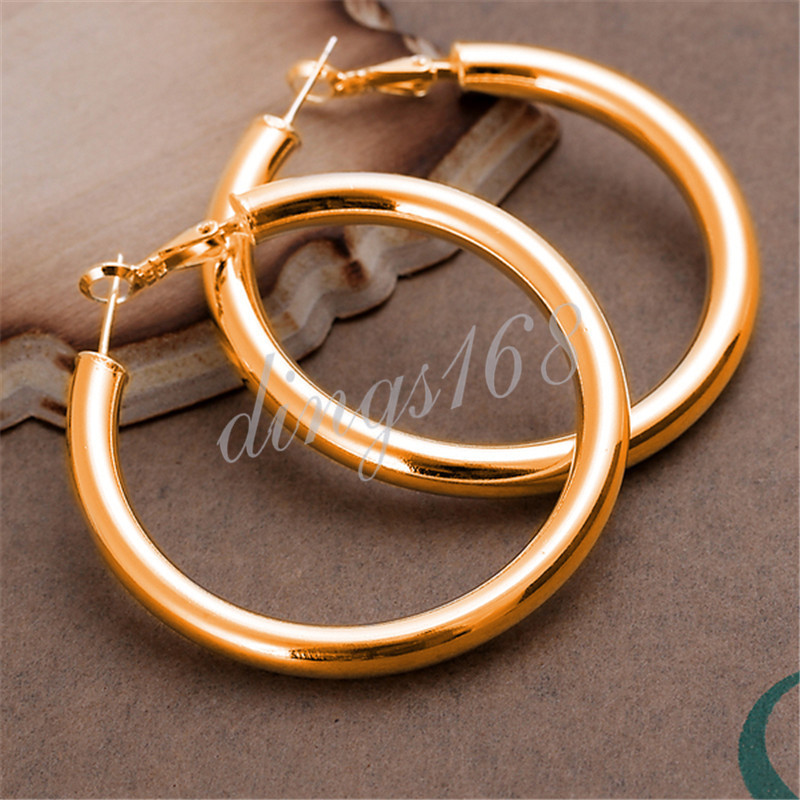 Women’s 18K Gold Filled Classic Nickle-Free 5mm Thick Tubular Tube Hoop Earrings