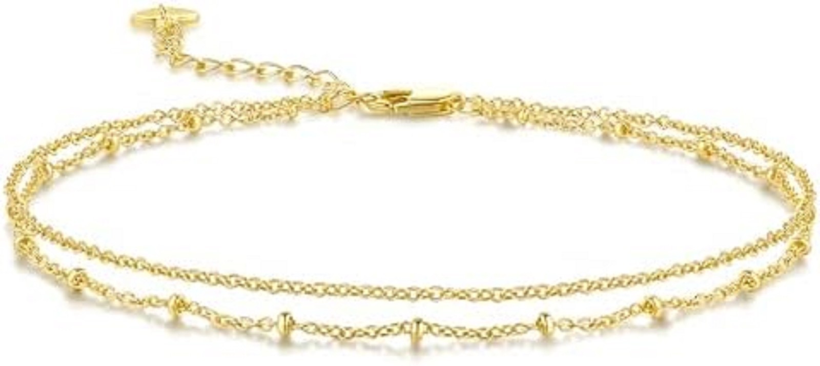 BENOITE 14K Gold Anklets for Women Gold Ankle Bracelets for Women Refined Dua…