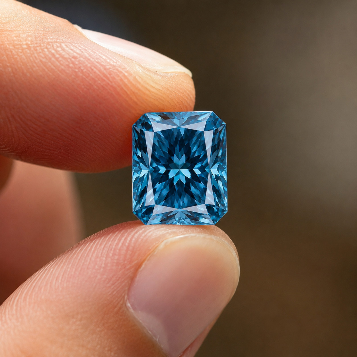 1 CT Blue Color Radiant Cut VVS1 Diamond 5×7 MM Gemstone For Jewelry 1 pc