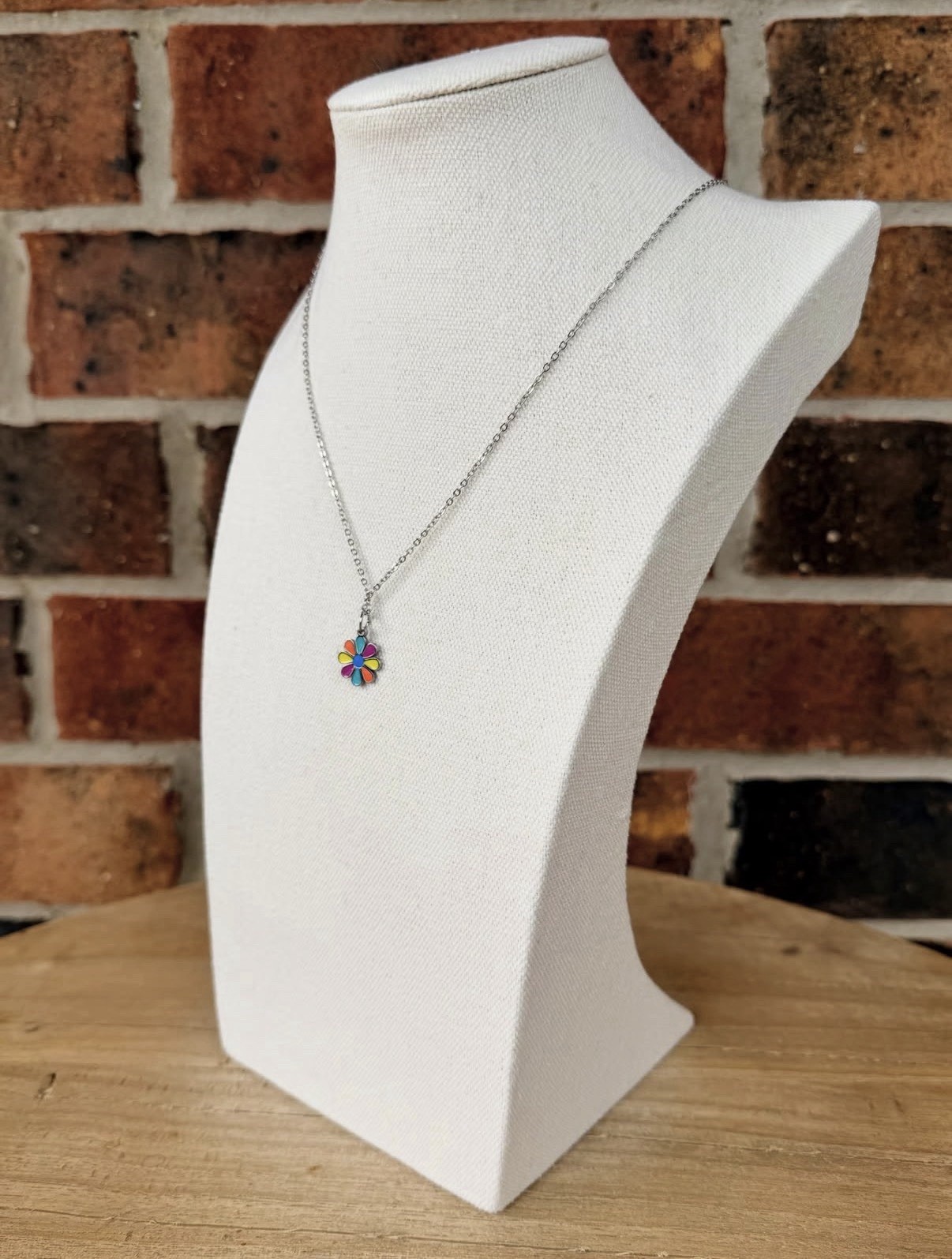 Daisy Flower Stainless Steel Charm Necklace