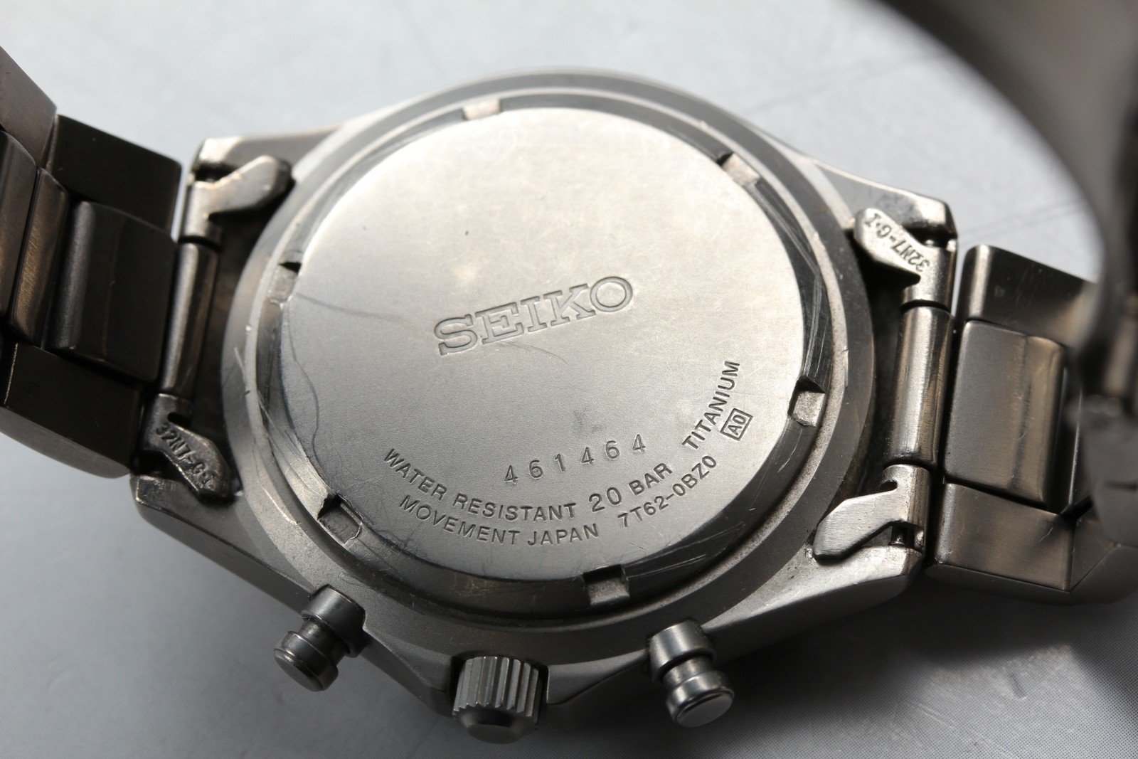16cm Vintage SEIKO chronograph titanium 200M 7T62-0BZ0 QZ 40mm Men’s Watch JAPAN