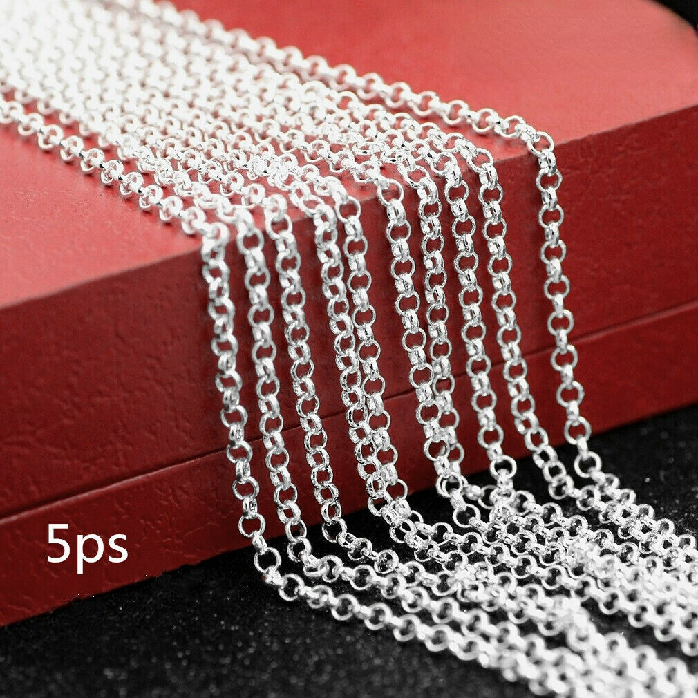 5pcs 16-30inches 925 Silver Pearl Cross Chain Fashion Women Necklace Jewelry