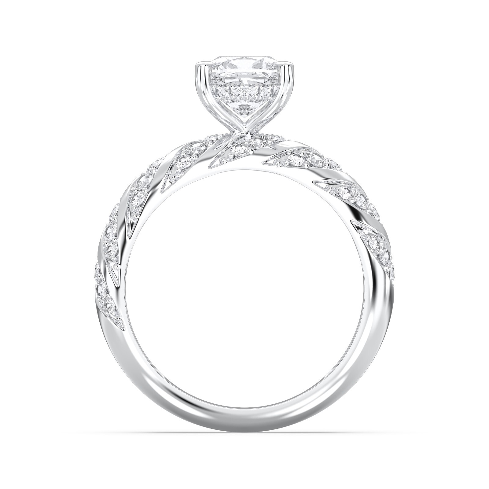 2.60 Carat Cushion Moissanite Stone Luxuries Style Engagement Ring in Silver
