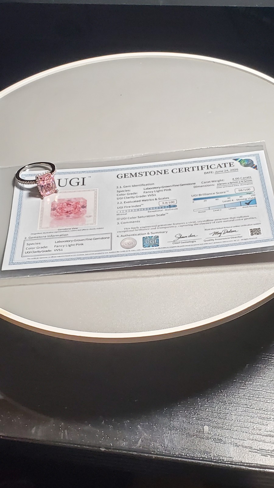CERTIFIED 4.00 CT LAB GROWN PINK SAPPHIRE 925 STERLING SILVER RING SIZE 5