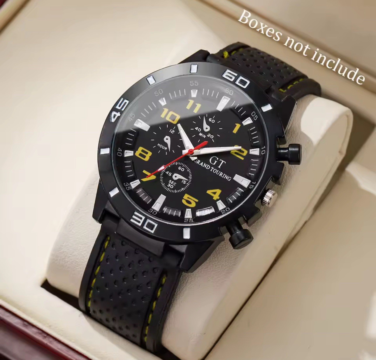 GT Grand Touring Men’s Quartz Chronograph Analog Watch Black Dial 44-47.9mm 3ATM