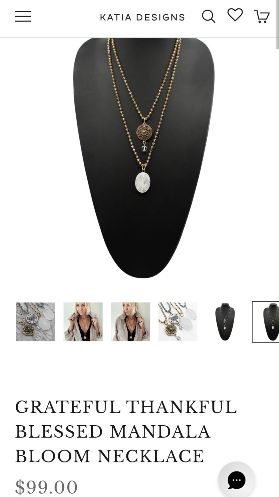 Katia Designs “Grateful Thankful Blessed” Mandala Bloom Original Necklace