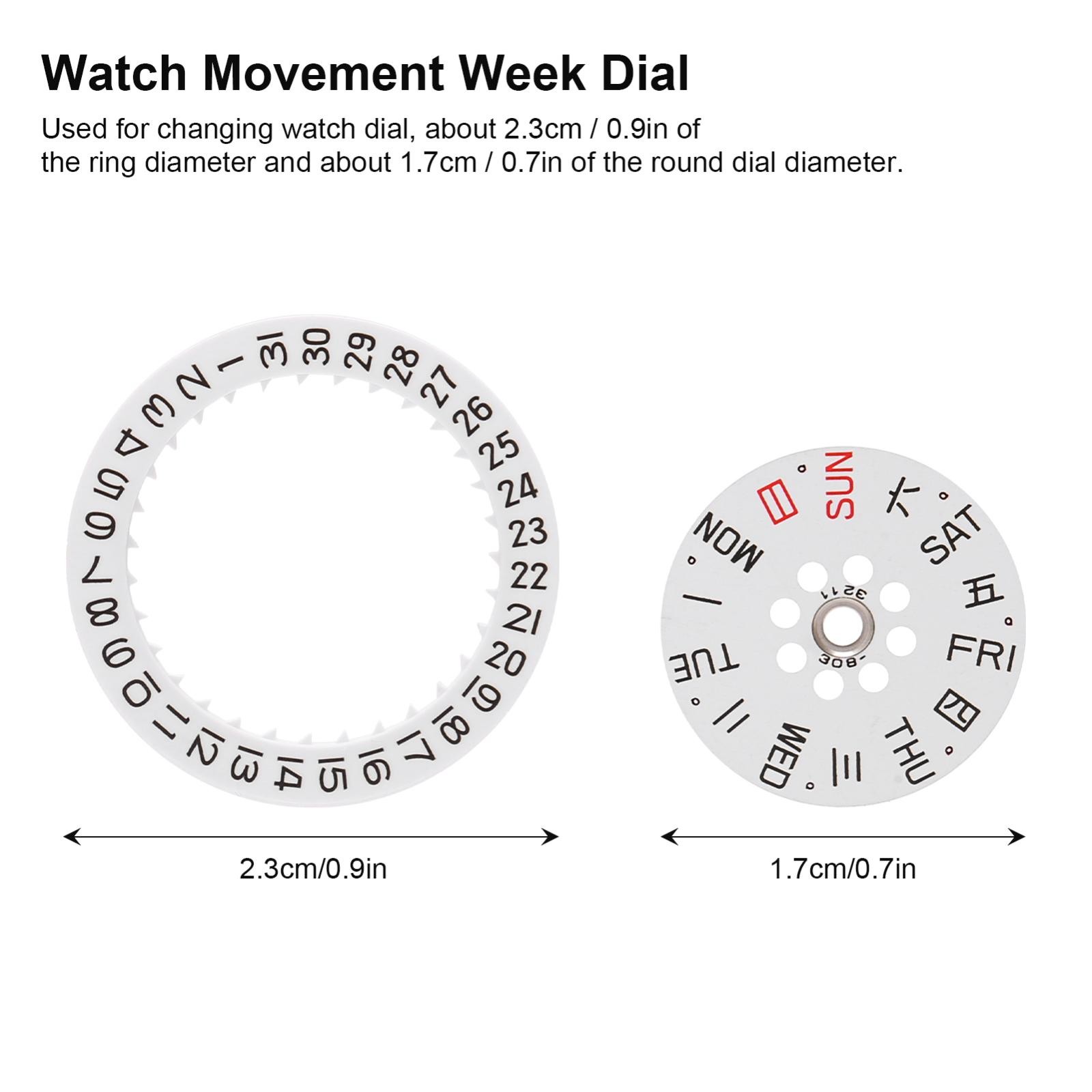Watch Movement Day&Date Wheel Calendar Dial Set Replacement For Miyota 8200 8205