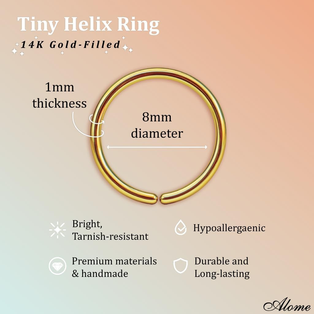 Gold Cartilage Earring – 18 Gauge Gold Helix Hoop – 14K Gold Filled Helix Earrin