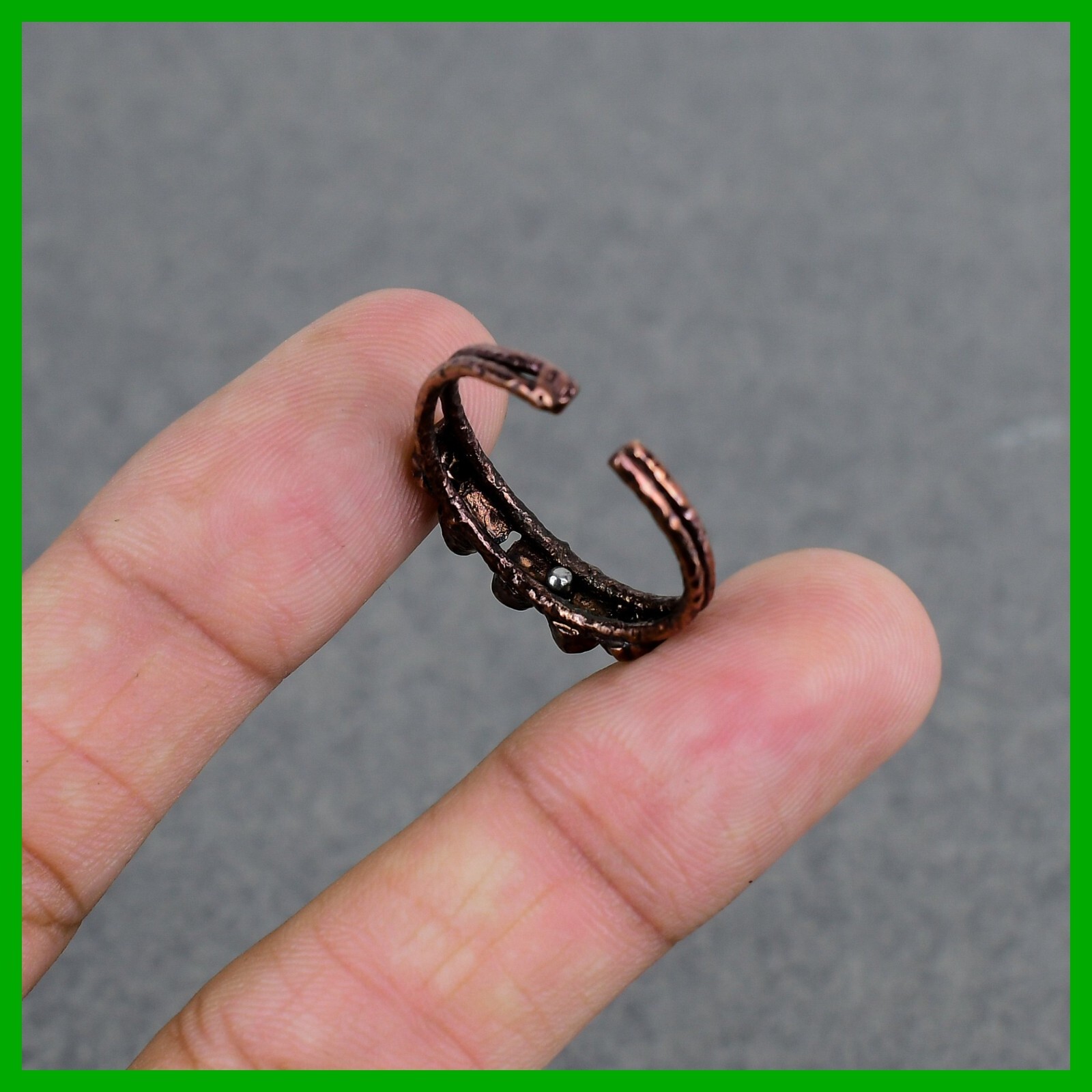 Memorial Day Sale Ethiopian Opal Gemstone Electroformed Stackable Ring Copper