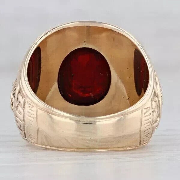 Men’s 3.Ct Lab-Created Garnet burn University Class Ring 14k Yellow Gold Plated