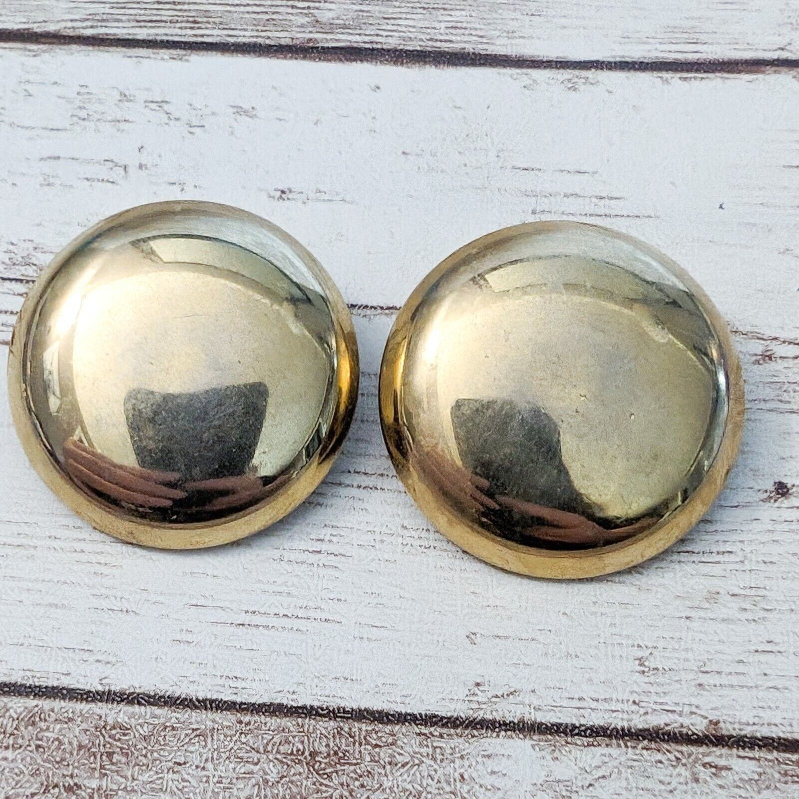 Vintage Clip On Earrings – Just Under 1 & 1/8″ Gold Tone – Marks & Loose Clips