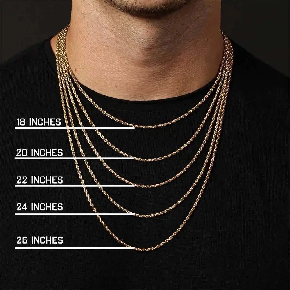 18K Gold Filled Italy Rope Necklace Heavy Solid Chain 2mm 3mm 4mm 5mm 6mm
