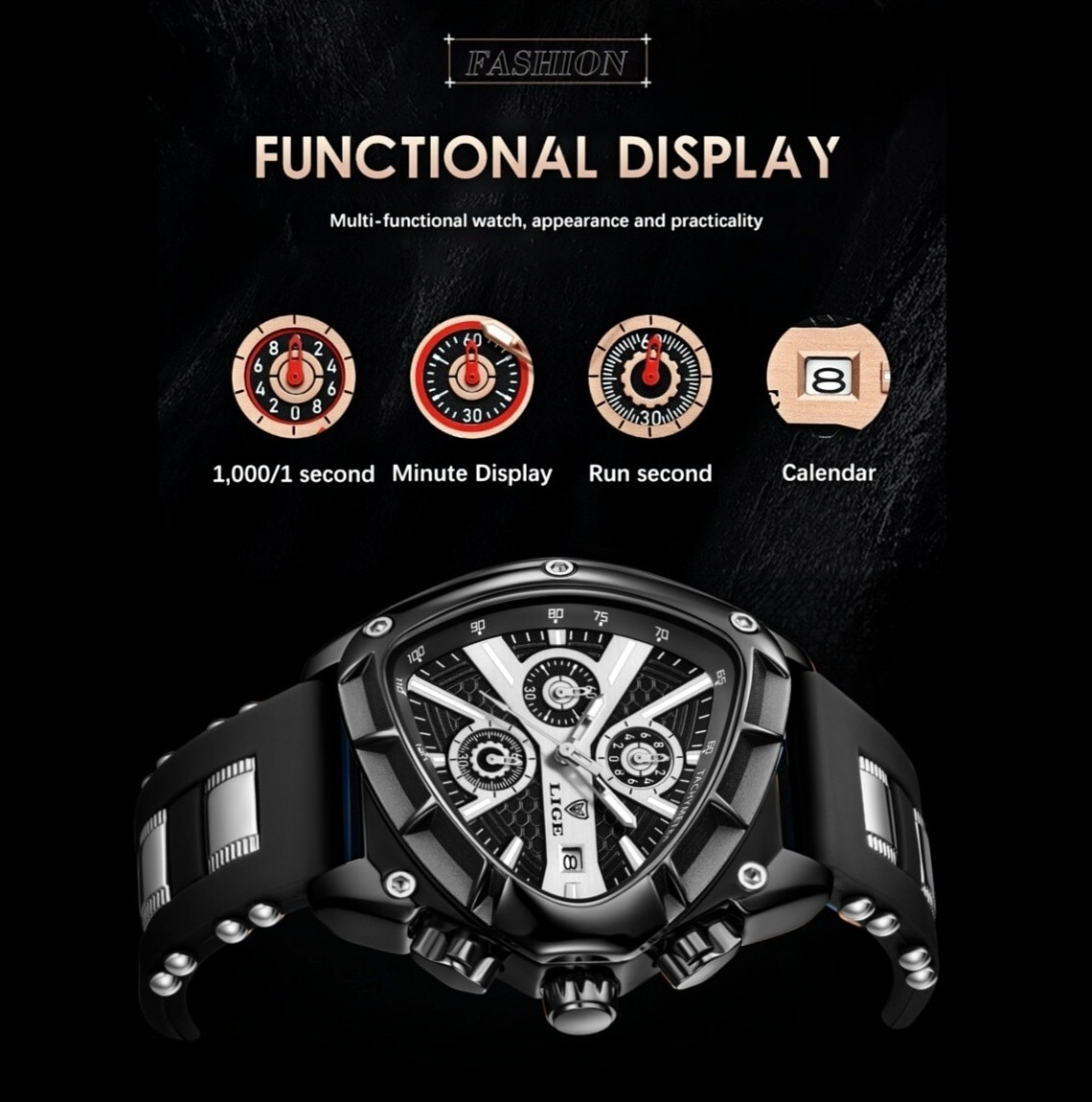 Waterproof Men Watch Big Dial Quartz Analog Luminous Date Sport Male Wristwatch