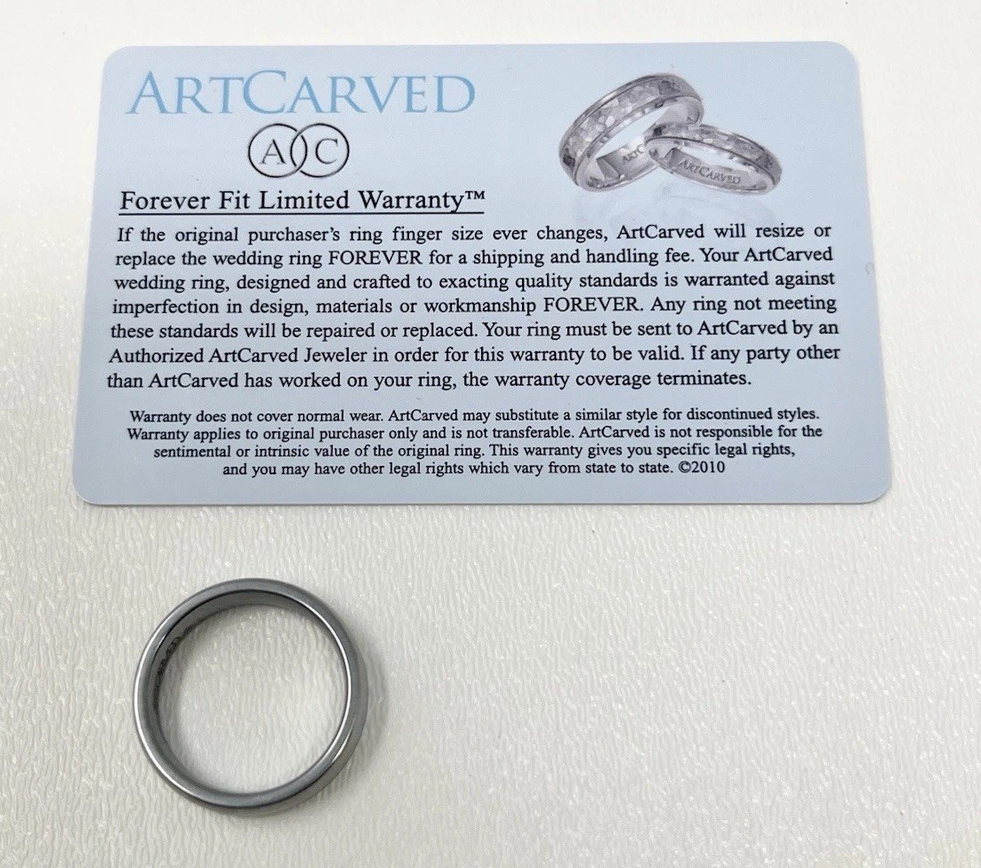Artcarved Men’s Ring Wedding Band Size 8 Tungsten Carbide PT950 Platinum Inlay