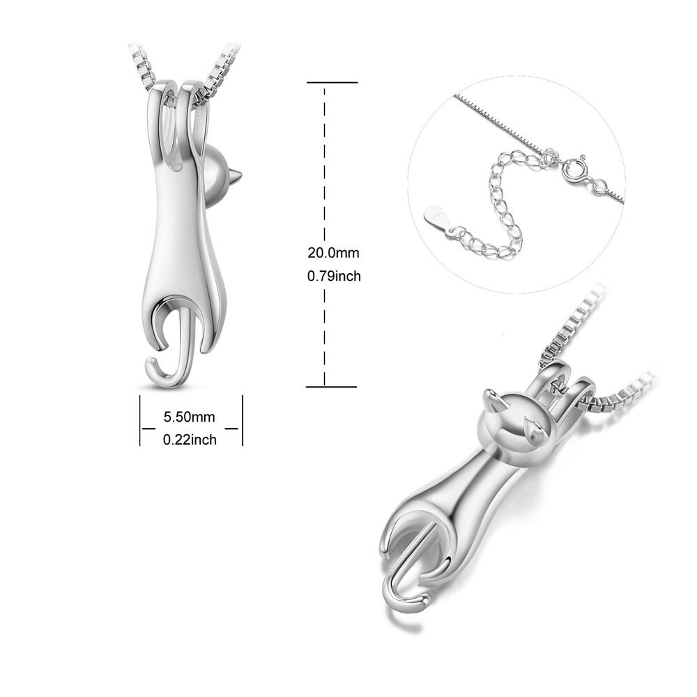 Cat Necklace Sterling Silver Initial Engraved Gift Girlfriend Women