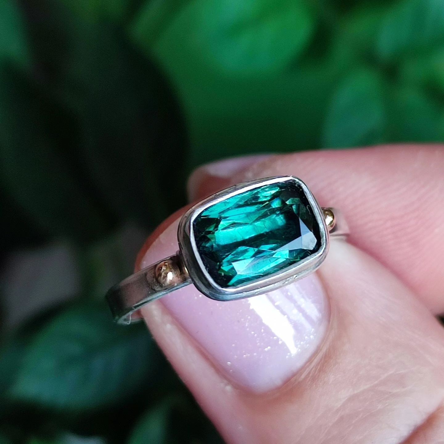 Indicolite Tourmaline Ring 925 Sterling Silver Gift For Her Engagement Ring.