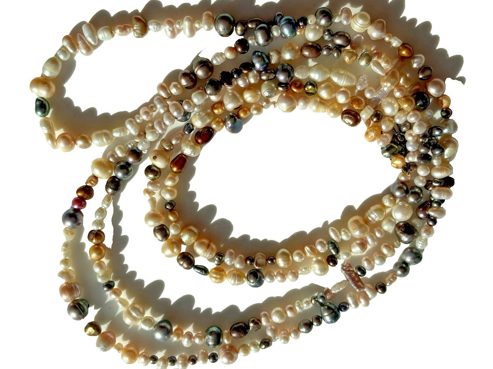 Multicolor Freshwater Pearl 69″ Long Necklace Iridescent Variation