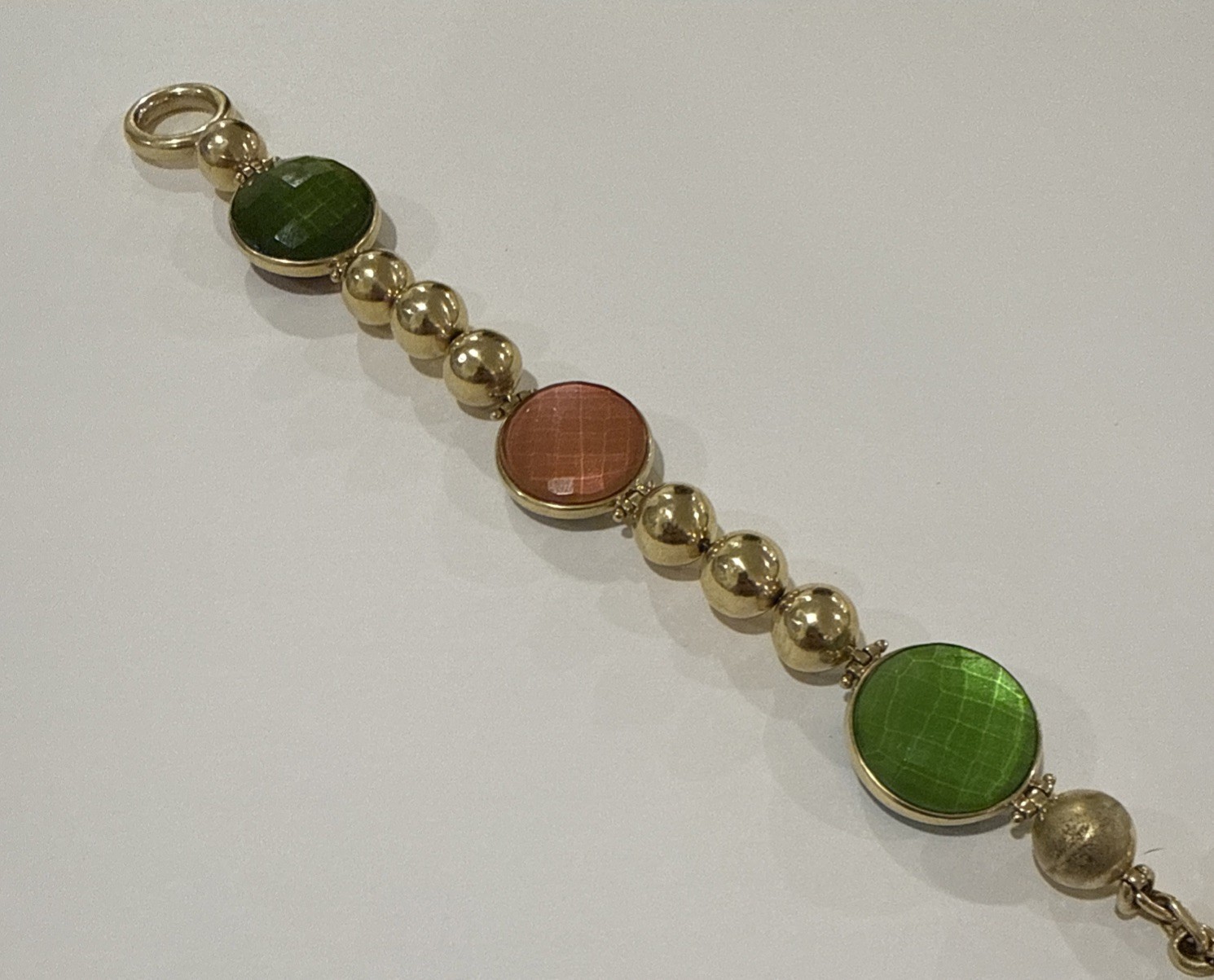 Vintage Steve Vaubel Signed Gold Plated Bracelet W/Gems – Estate Jewelry – 9”