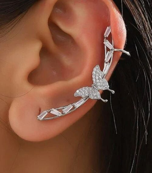 Crystal butterfly ear cuff climber