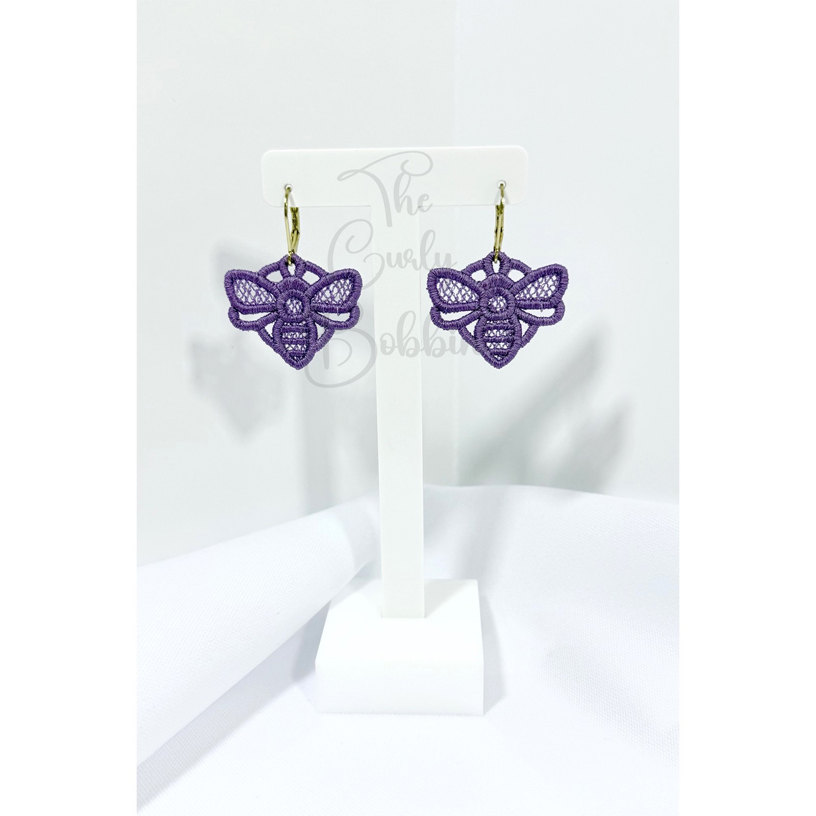 Embroidered Lace Bumblebee Leverback Earrings and Charm Bundle Birthday Gift