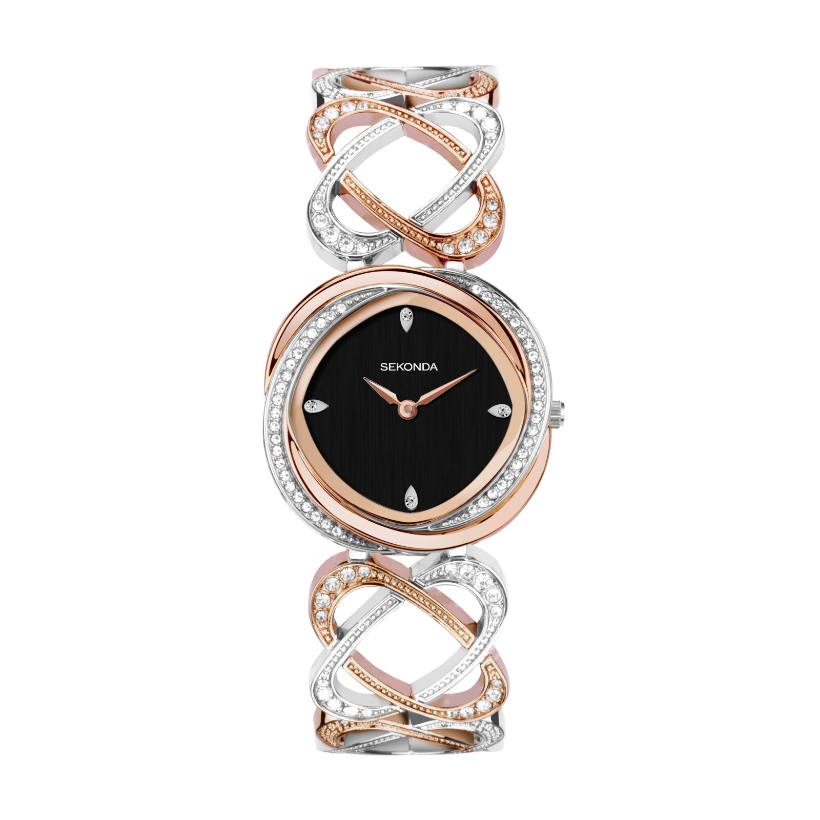Sekonda Ladies Sparkle Hidden Hearts Rose Gold & Silver Watch Model 40601