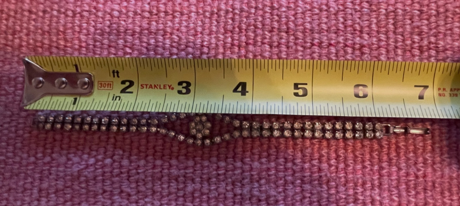 vintage Rhinestone Bracelet From The Mid 20Th Century, Silvertone, Center flower