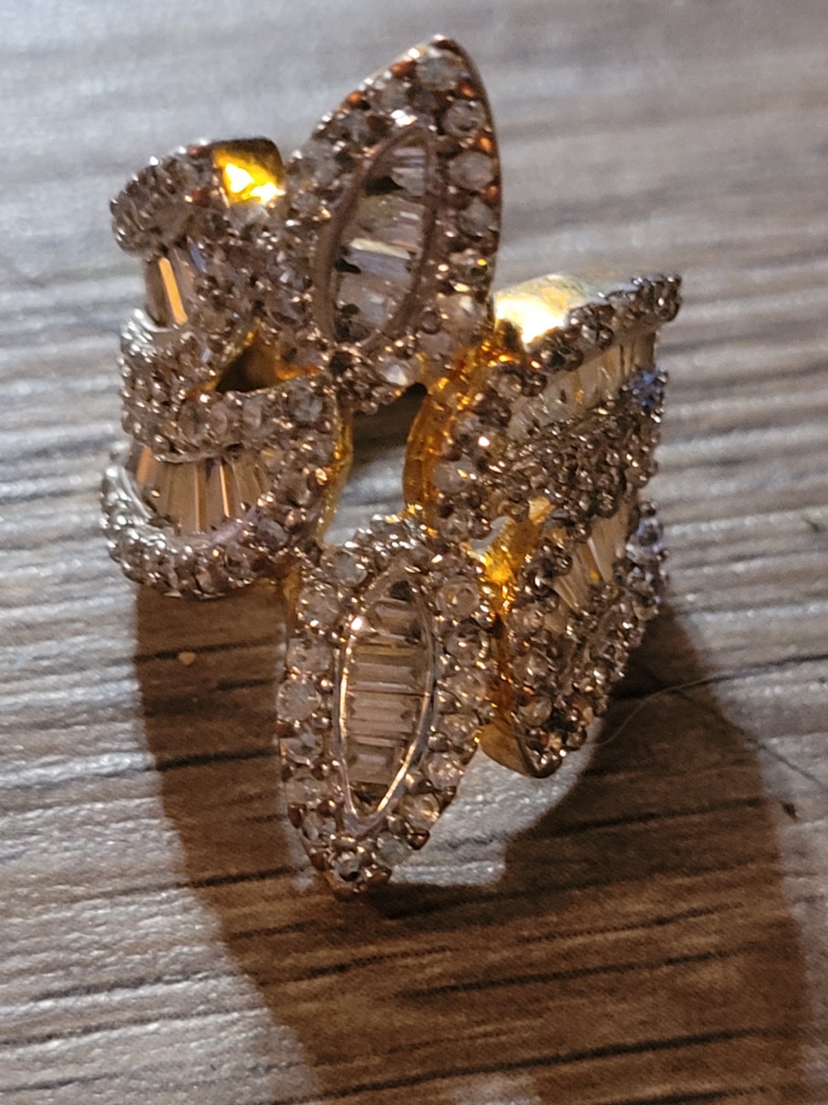 Goldtone Cubic Zirconia Cocktail Dinner Ring Size 5 Women’s Fashion Jewelry