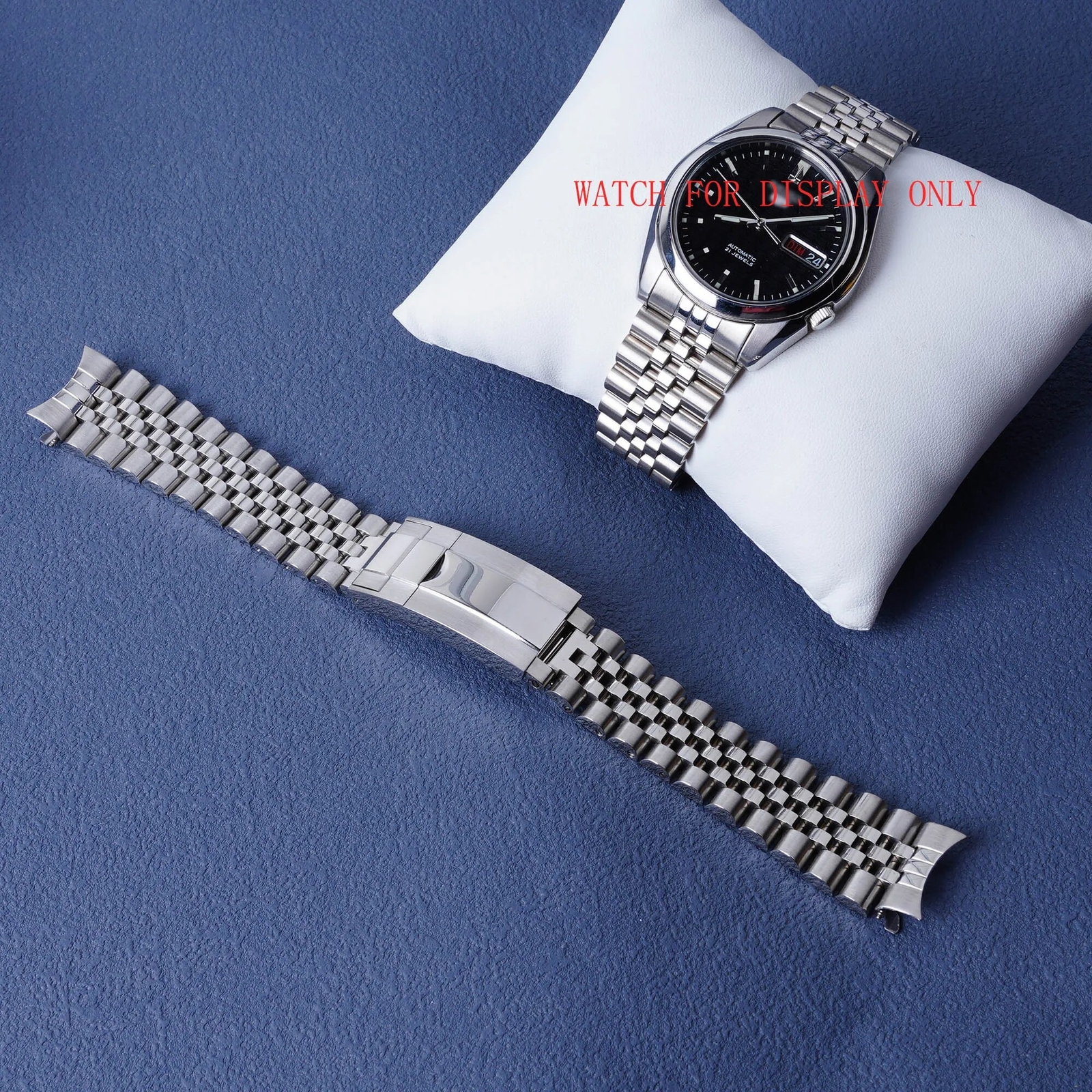 For Seiko 5 SNK361 18mm Jubilee WatchBand Bracelet With Oyster Deployment Clasp