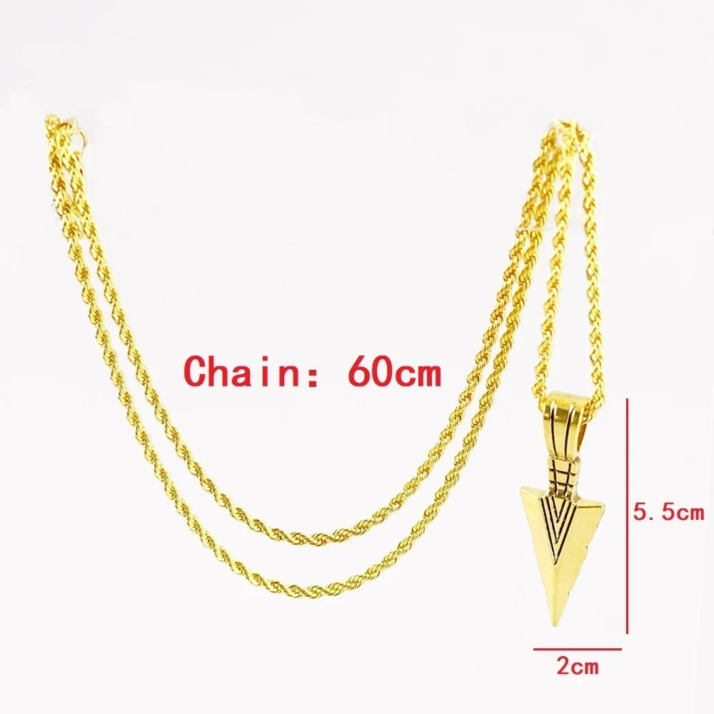 Matte Black Arrow Pendant Necklace Long Chain Hip Hop Punk Jewelry Gift Men Wome