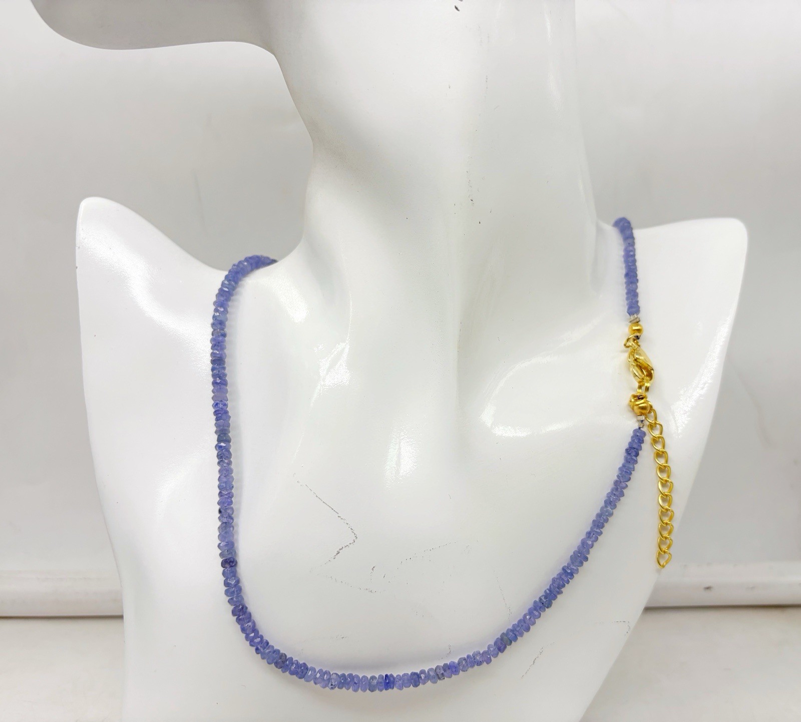 Natural Tanzanite Necklace 20” 4–5mm Faceted Gold Plated Clasp