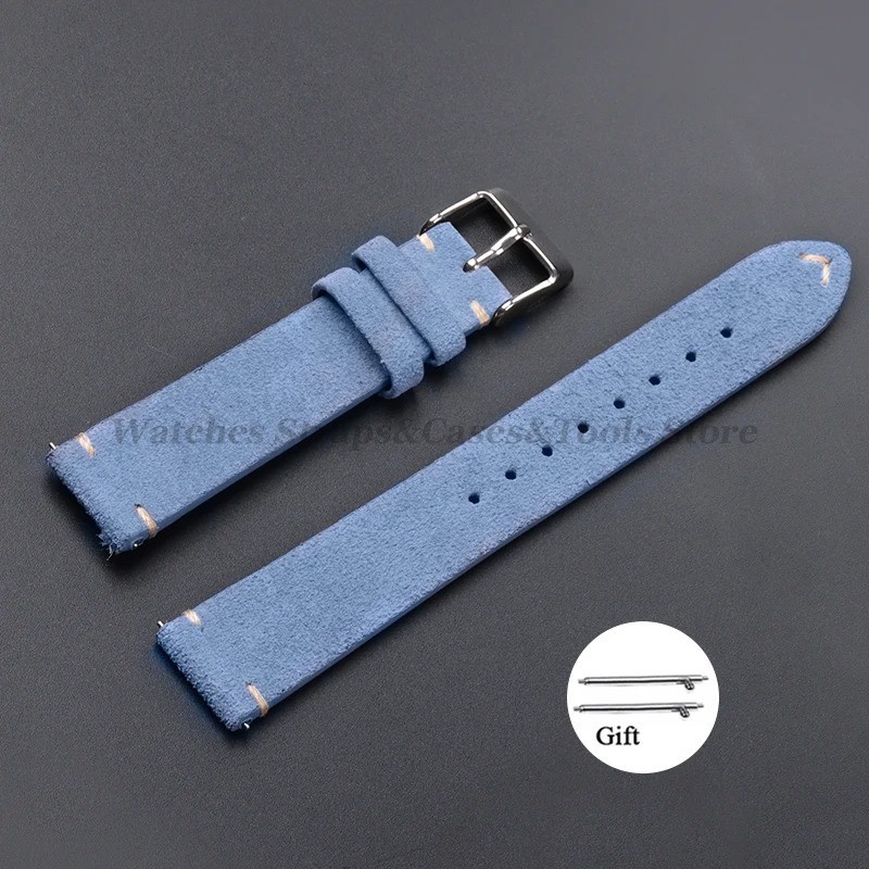 18 19 20 21 22 MM Soft Suede Leather Vintage Strap Watch Band Quick Release