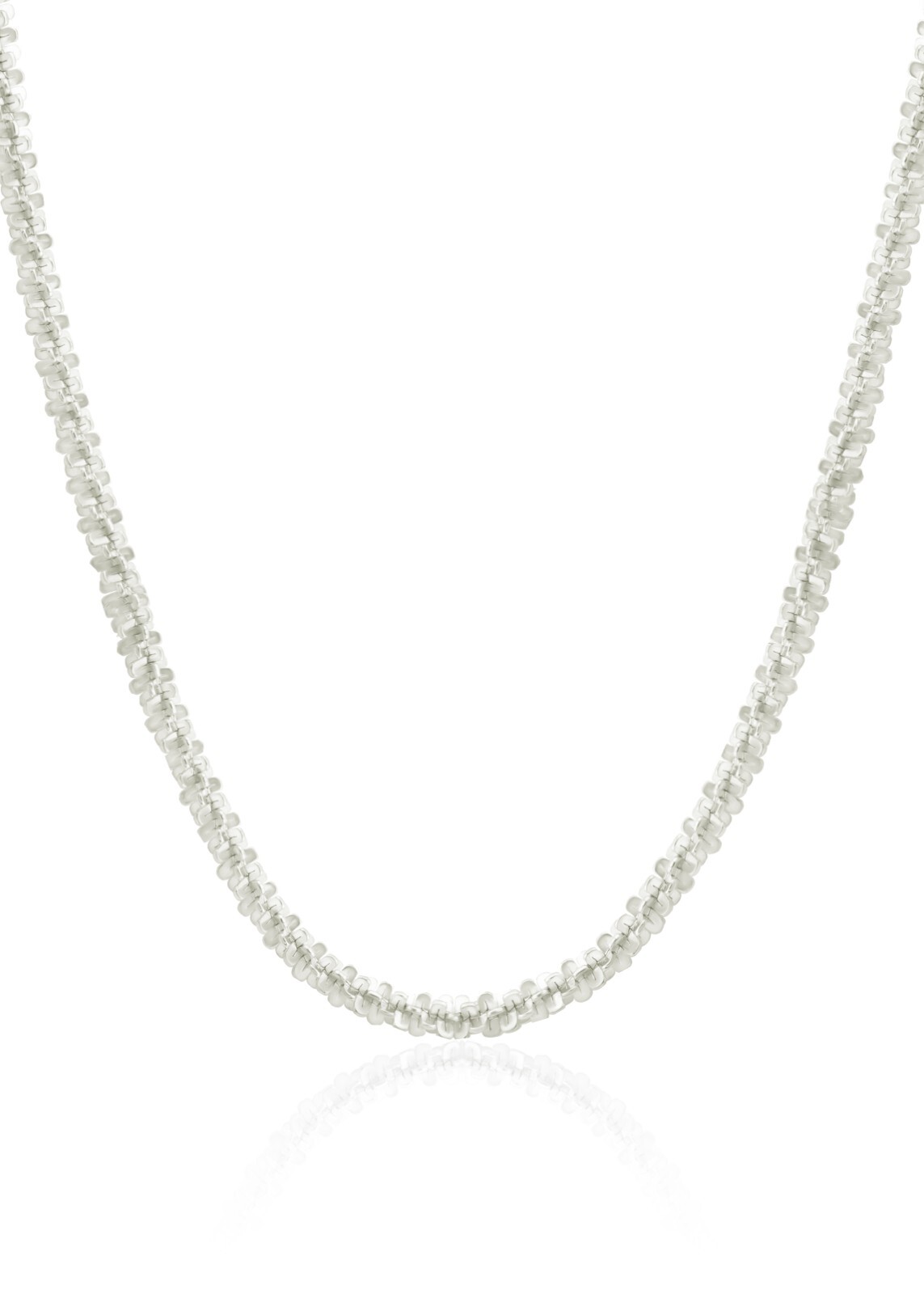 925 Sterling Silver 2.50mm Twisted Rock Sparkle Glitter Chain Necklace Italian