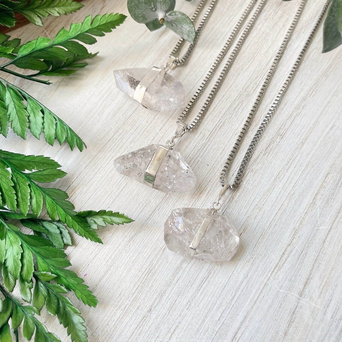 Big Herkimer Diamond Raw Drop Pendant Sterling Silver Handmade Gemstone Pendant