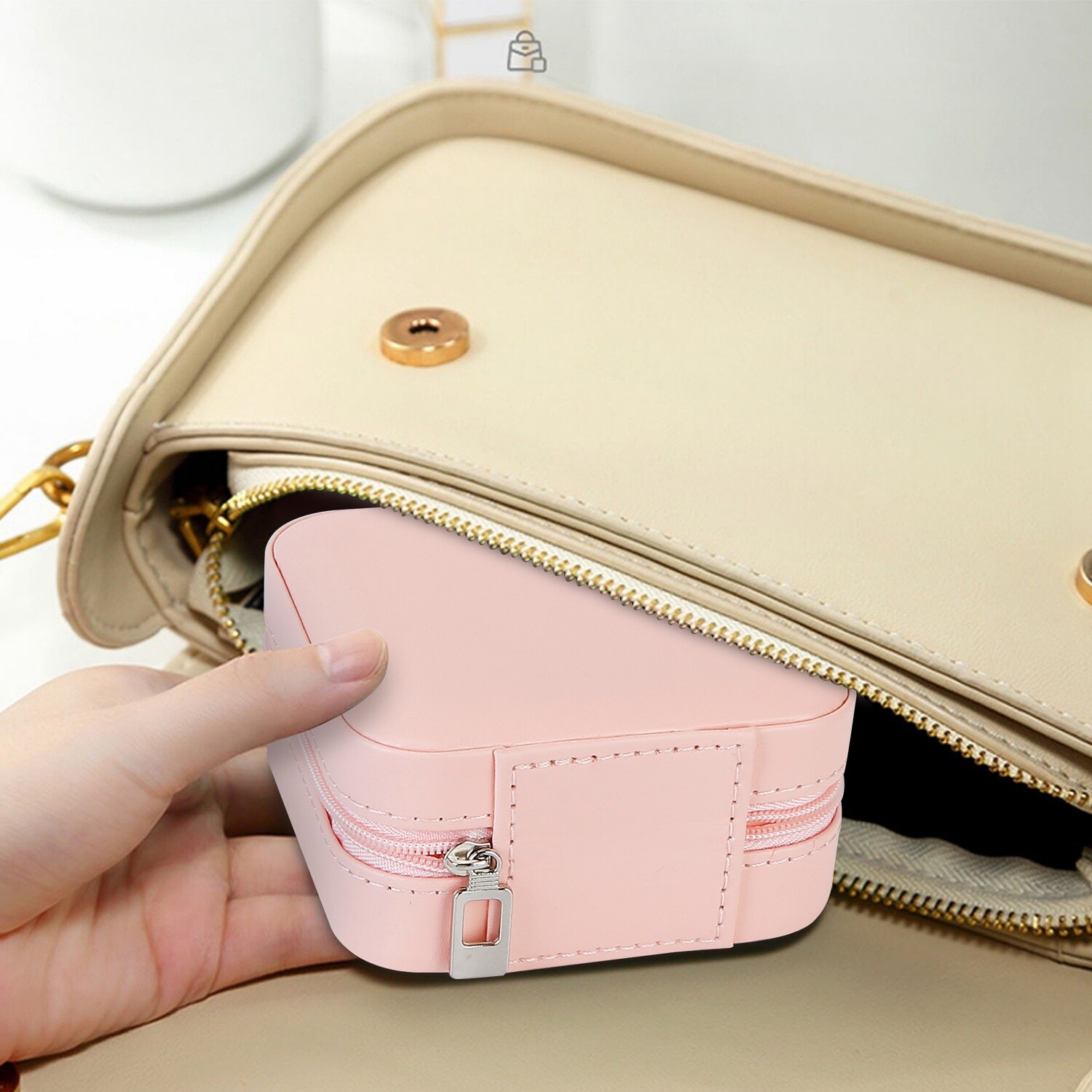 5 Slot PU Leather Jewelry Storage Box Ring Earring Necklace Organizer Case Gift
