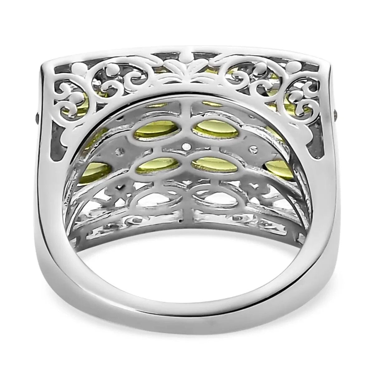 Italian Natural Vesuvianite and Zircon Ring in Plat Over Sterling 3.75 cts Sz 7